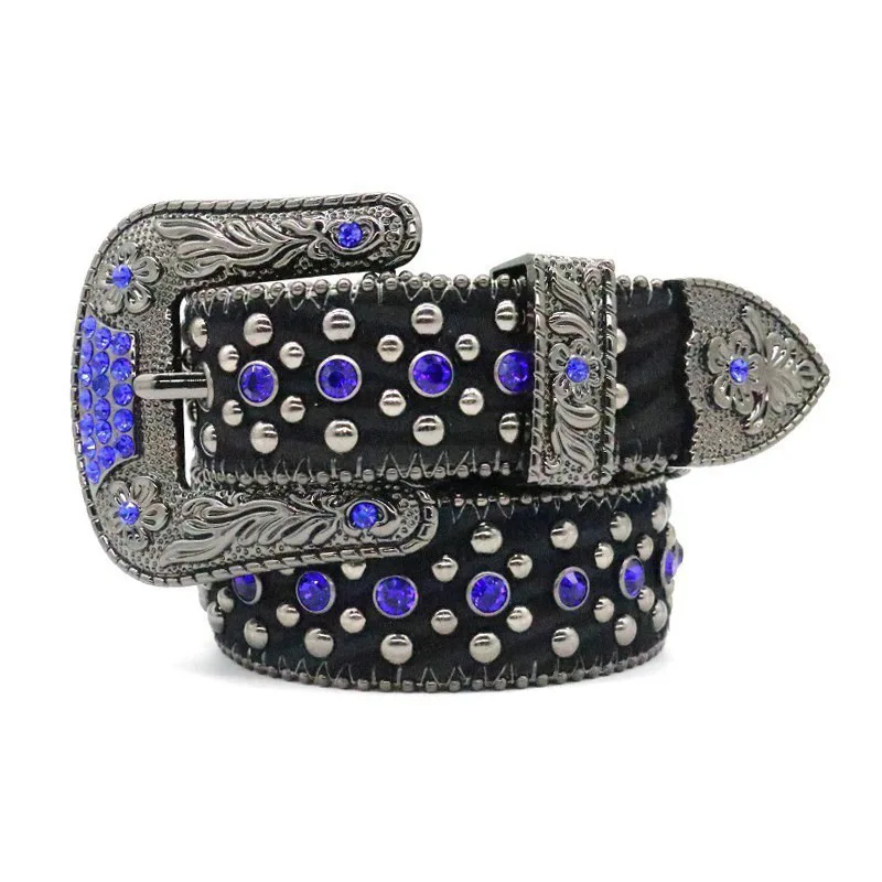 men luxury fashion rivets belts soft leather rhinestone belt punk goth dress women designer waistband pin buckle studded strapon