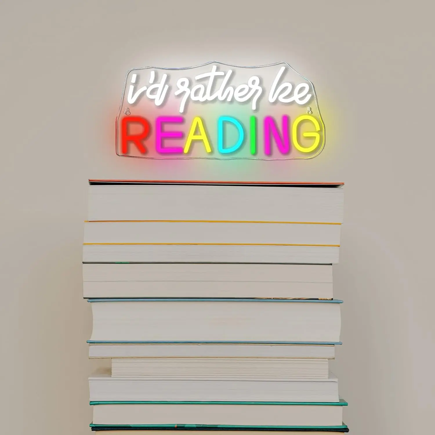 LED Neon Sign for Wall Decor I'd Rather be Reading Neon Light USB Powered Dimmable for Home Party Gift Office Bedroom Reading Ro