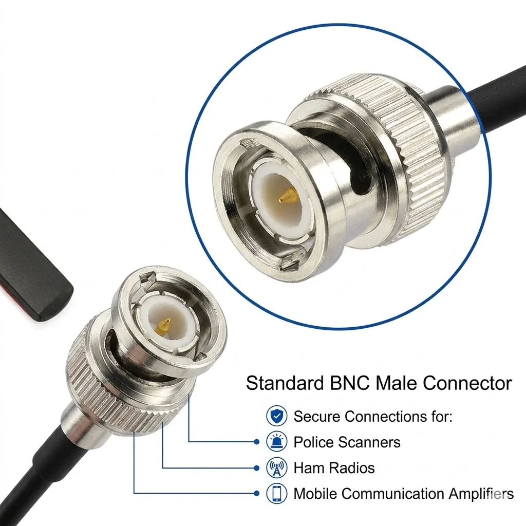 Superbat VHF UHF Car Truck Police Scanner Antenna Patch Aerial BNC Male Connector for Car Vehicle Cell Phone Signal Booster