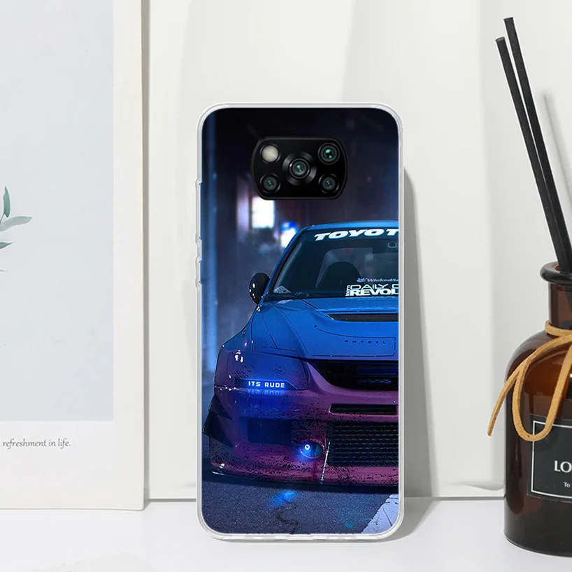 Sportwagen Drift JDM Japan Handy hülle für Xiaomi Poco X6 X5 X4 X3 NFC F6 F5 Pro F4 GT F3 F1 M5S M4 M3 Art Fundas Back Cover