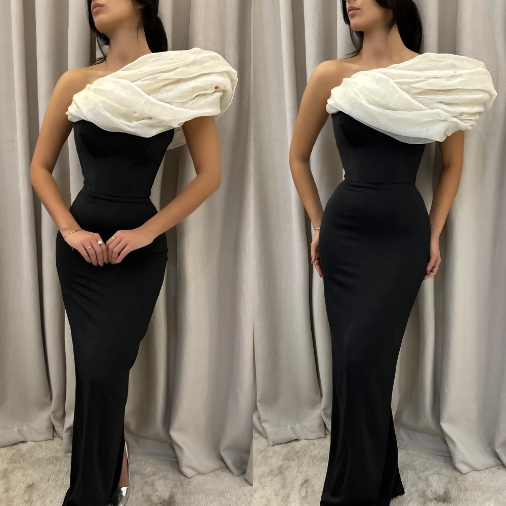 

Customized Simple Sexy Casual Strapless Sheath Celebrity Shirred Floor Length Skirts Charmeuse Evening فساتين كوكتيل