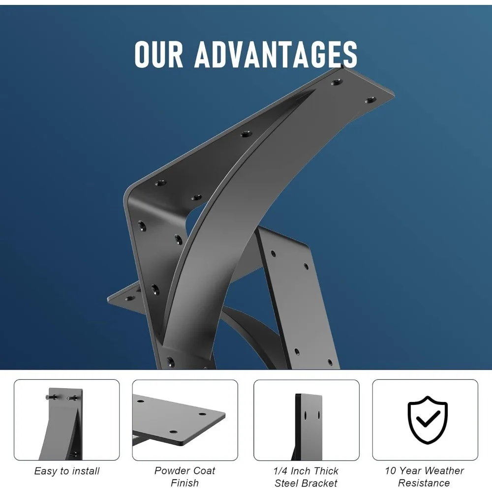 دعامات أرفف فولاذية قوية - عبوتان من دعامات رف الموقد، دعامات كونترتوب لمشاريع الرفوف التي تصنعها بنفسك #2