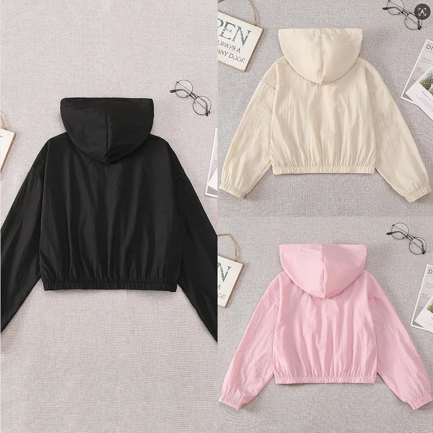 Direct sales from the source factory: short hooded zippered sun-protective clothing for boys, girls and adults, stylish, casual