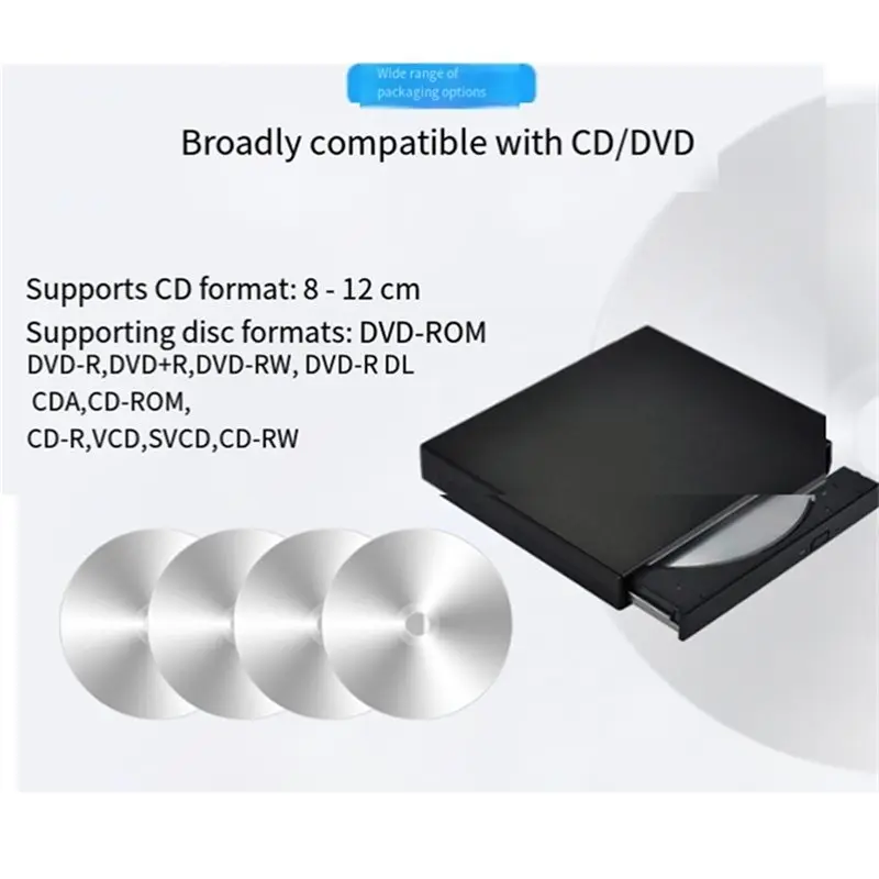 B63B-USB 2.0 External Reader CD/DVD Drive USB External CD-ROM DVD-ROM Burner Disk Drive Player For Laptop Desktop
