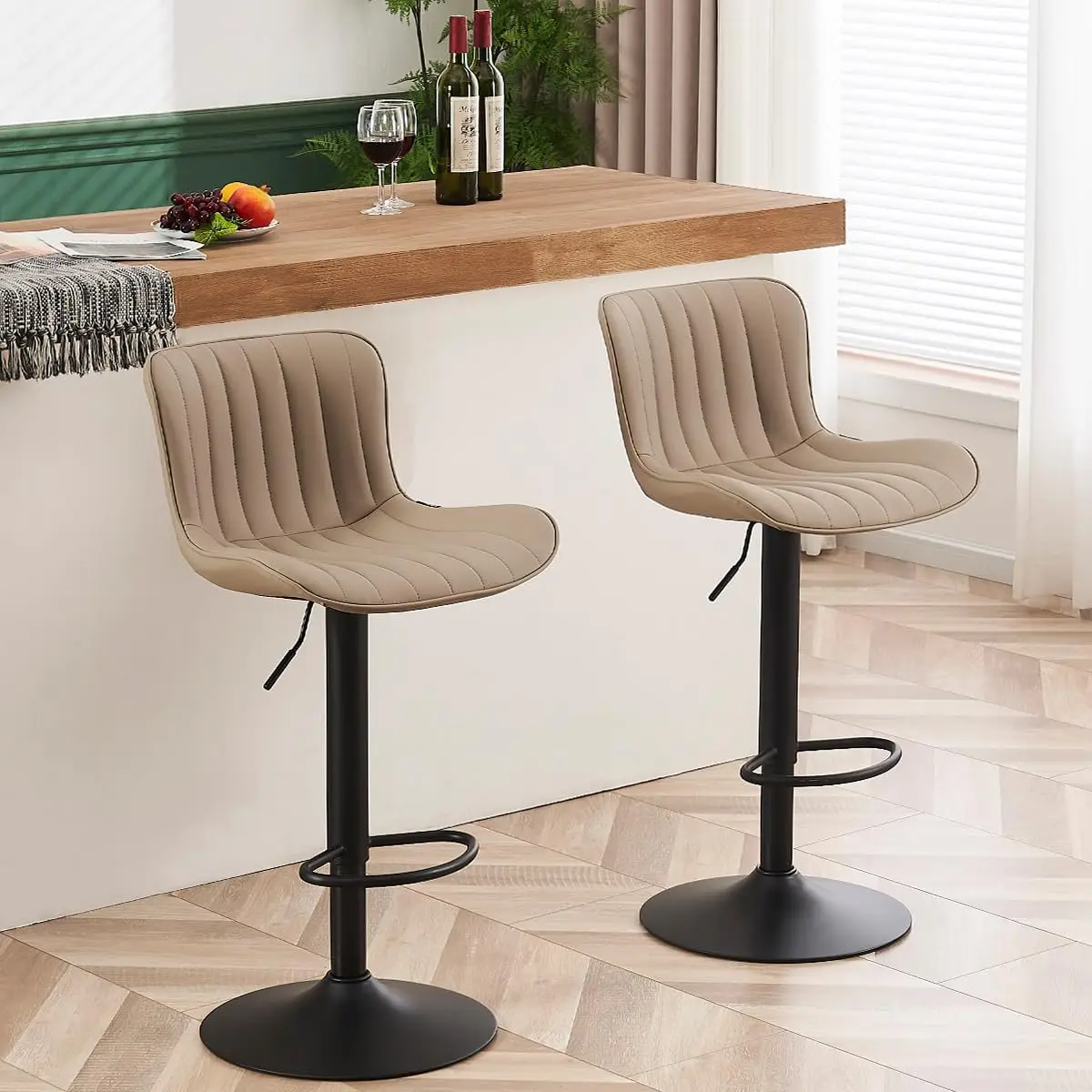 

YOUNUOKE Counter Height Bar Stools Kitchen Island Barstools Set of 2 Adjustable Swivel Counter Stool Bar Height Island Chairs