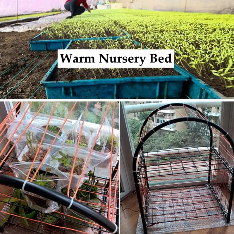 30m~120m Greenhouse Temperature Control Line Nursery Bed Geothermal Wire Air Soil Heating Wire Cable Garden Plants Heater