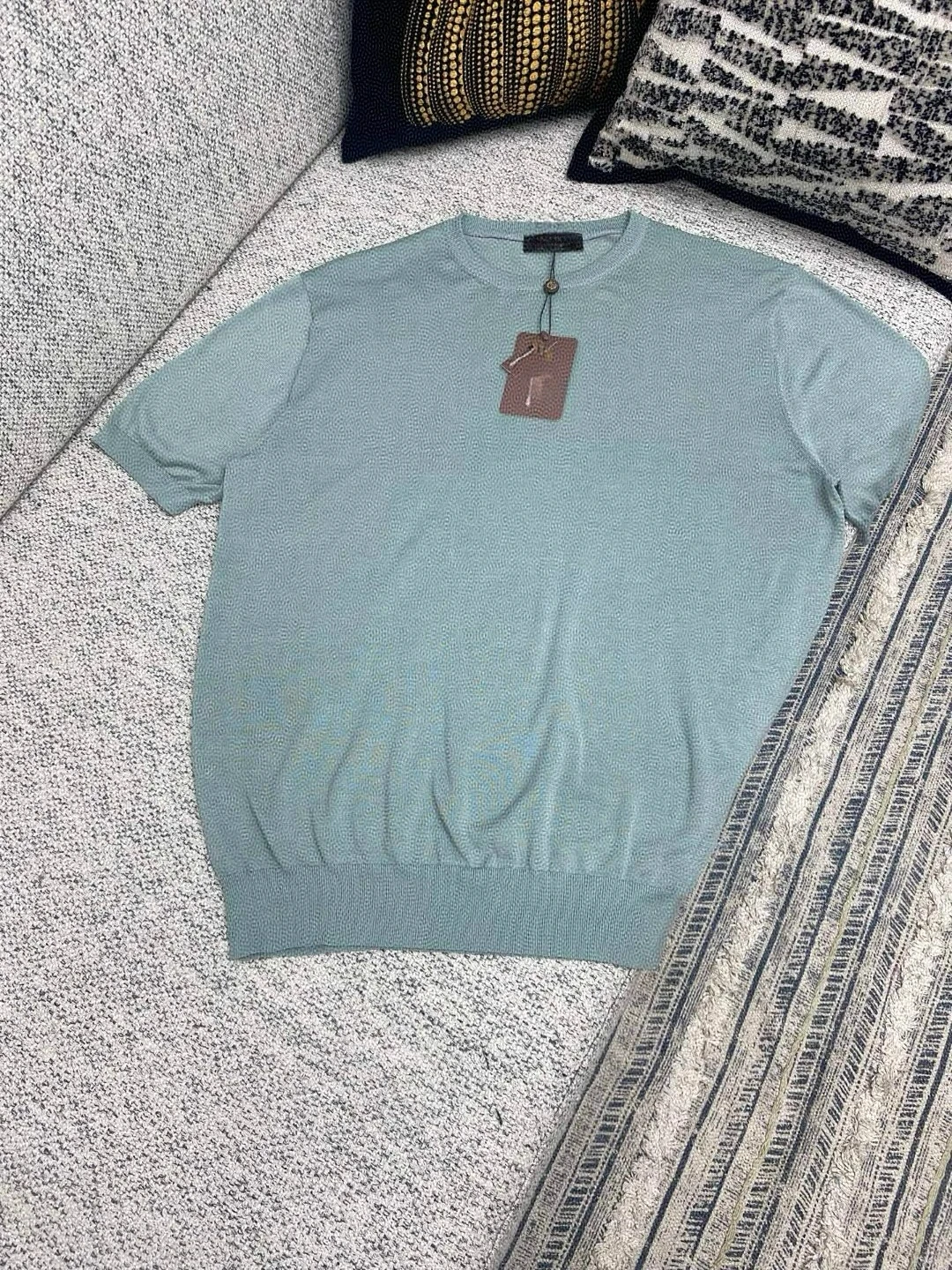 

Italian LP old money wind 25 summer cotton silk linen crew neck knitted sweater short sleeve T-shirt