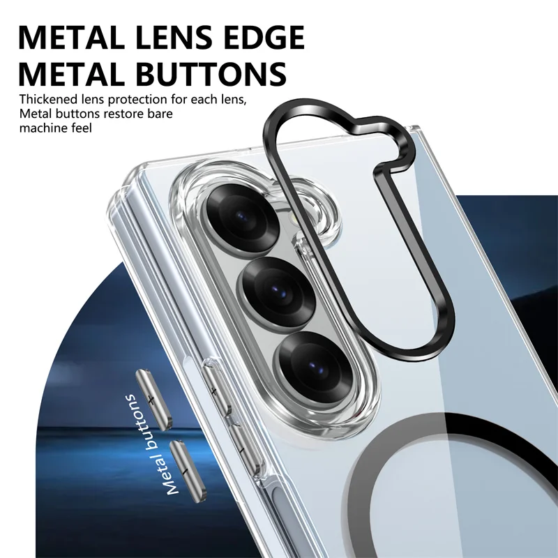 Etui magnetyczne na telefon Samsung Galaxy Z Fold 7 6 5 4 3, wysoce przezroczyste PC, folia ochronna na ekran Magsafe, odporne na wstrząsy