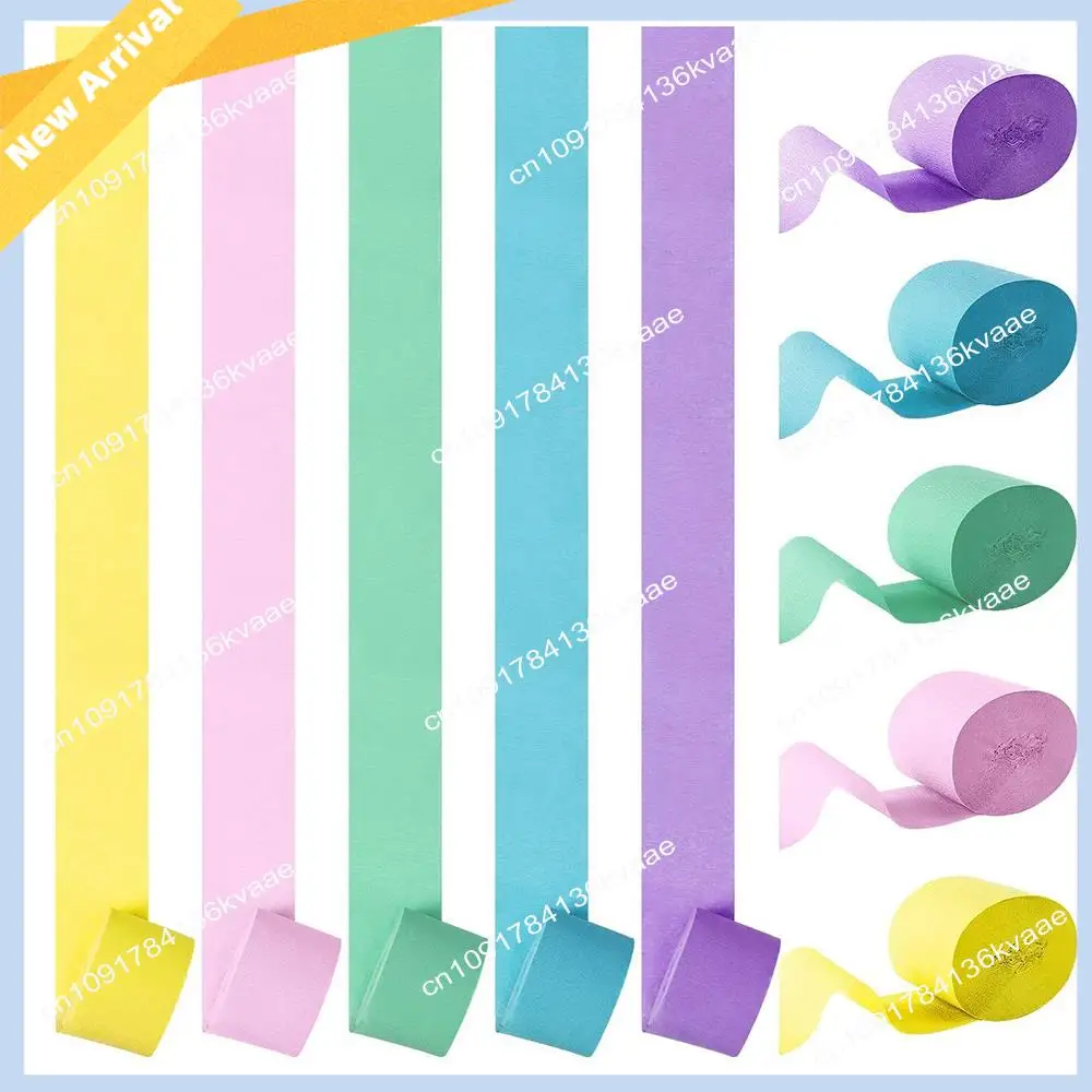 

M01K 10 Rolls Pastel Rainbow Crepe Paper Streamers Birthday Party Decoration Paper For Wedding Festival Ornament Supplies