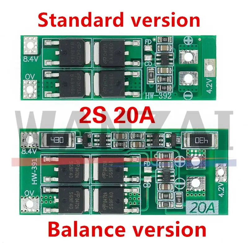 2S 20A 7,4 V 8,4 V 18650 tablica zabezpieczająca baterię litową/płytka BMS standard/balance