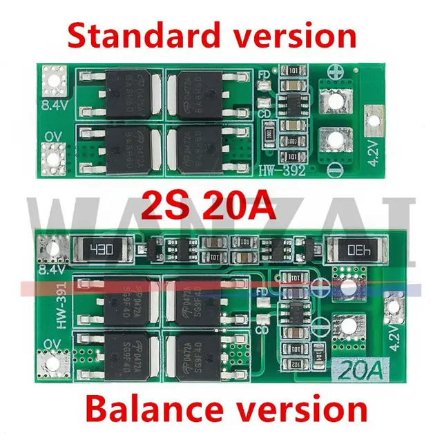 2S 20A 7,4 V 8,4 V 18650 tablica zabezpieczająca baterię litową/płytka BMS standard/balance