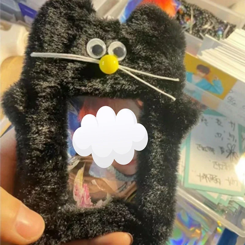 1 peça 3 Polegada kpop idol foto titular do cartão dos desenhos animados de pelúcia mouse pequeno cartão caso de exibição bonito chaveiro id cartão capa proteção