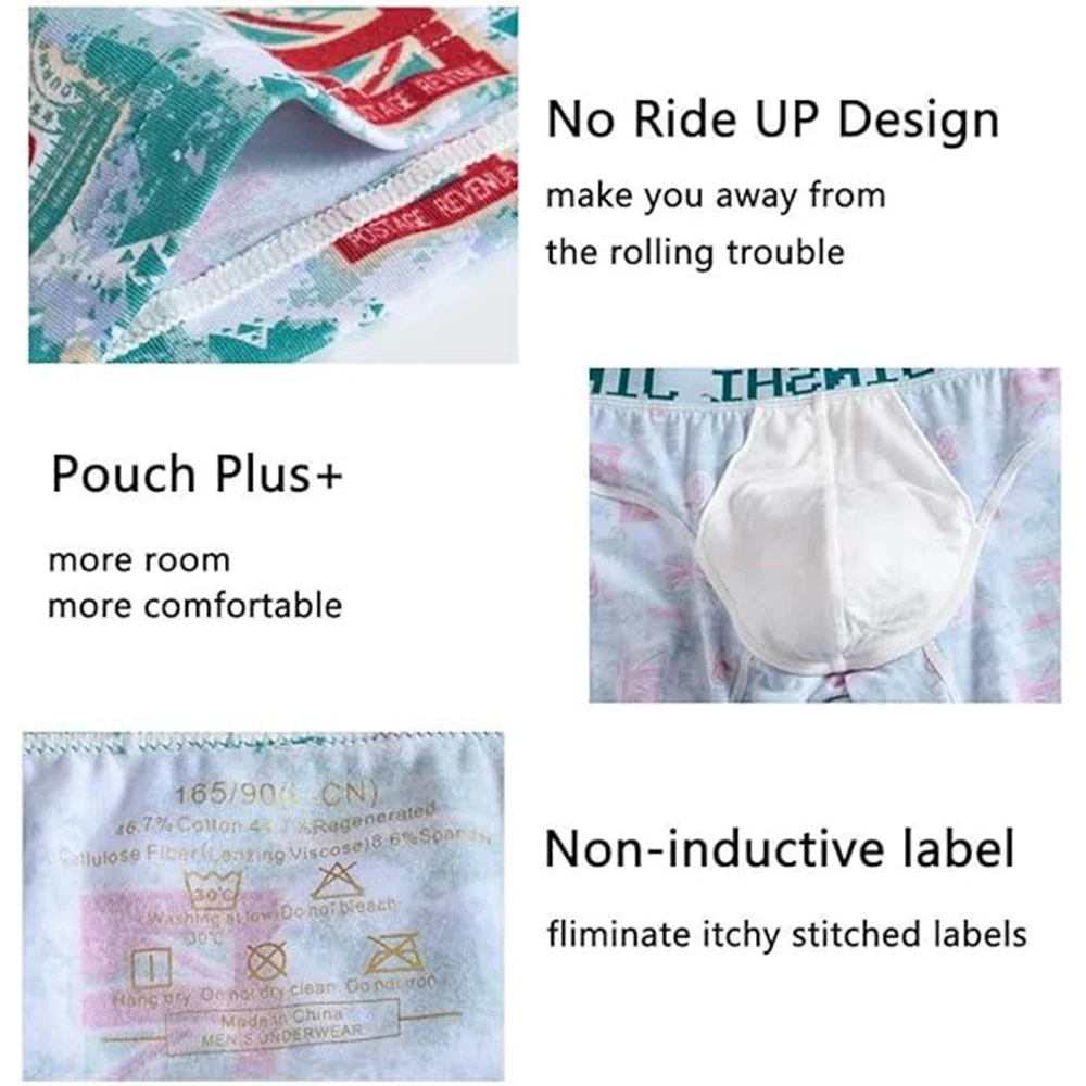 Jinshi Men's Underwear Long Boxer Briefs Breathable Bamboo Viscose Underpants Boxer Shorts For Men