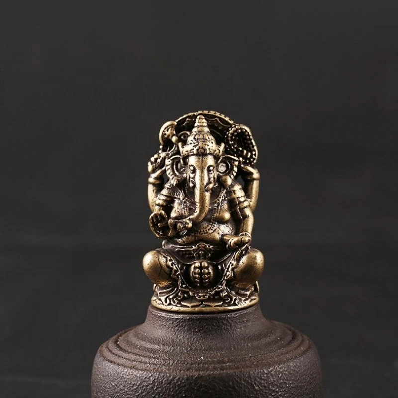 

Brass Thai White Elephant Divine Sculpture Home Desktop Decoration Ornament