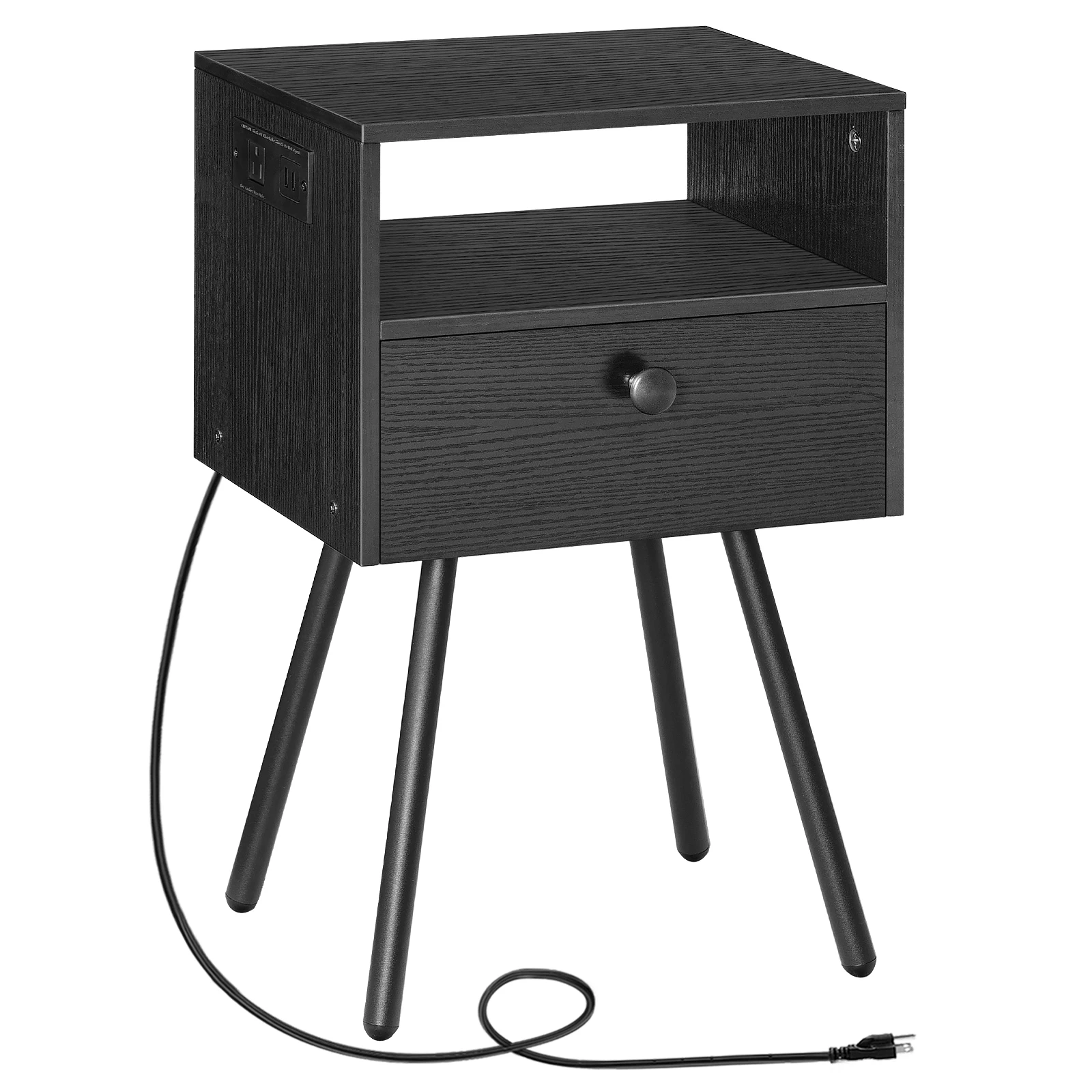 

HOOBRO Nightstand with Charging Station End Table with USB Ports and Outlet Side Table For Tight Spaces Stable For Bedroom