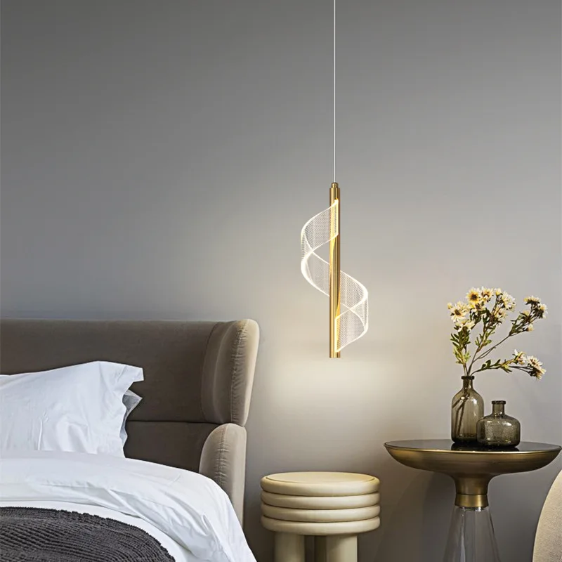 

Creative personality art bedroom bedside small chandelier living room background wall line simple modern single head chandelier