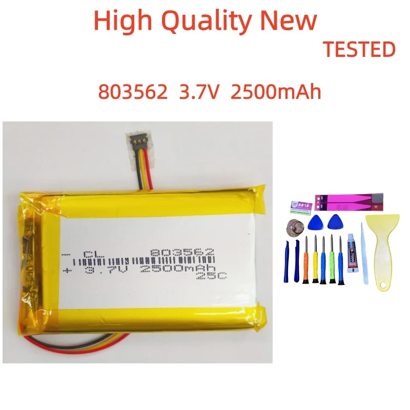 803562 Battery Molex 1.2 Battery For Bicycle Dash Cam DVR GPS SIGMA ROX12.03-wire Connector 3.7V 2500mAh Replace