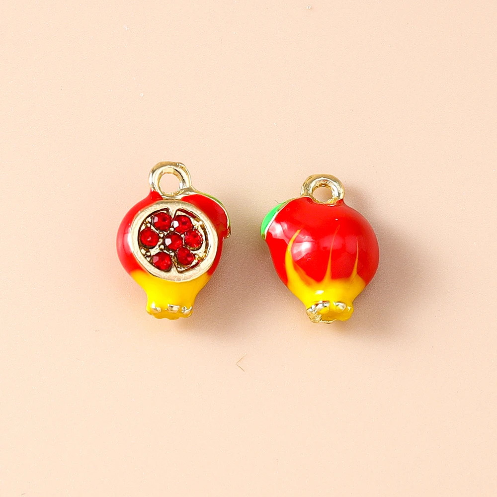 5 Stück Niedliche Gemischte Obst- und Gemüseanhänger: Kirsche, Traube, Mais - Emaille-Charms für DIY Schmuckherstellung, Halsketten und Ohrringe – Detail 5