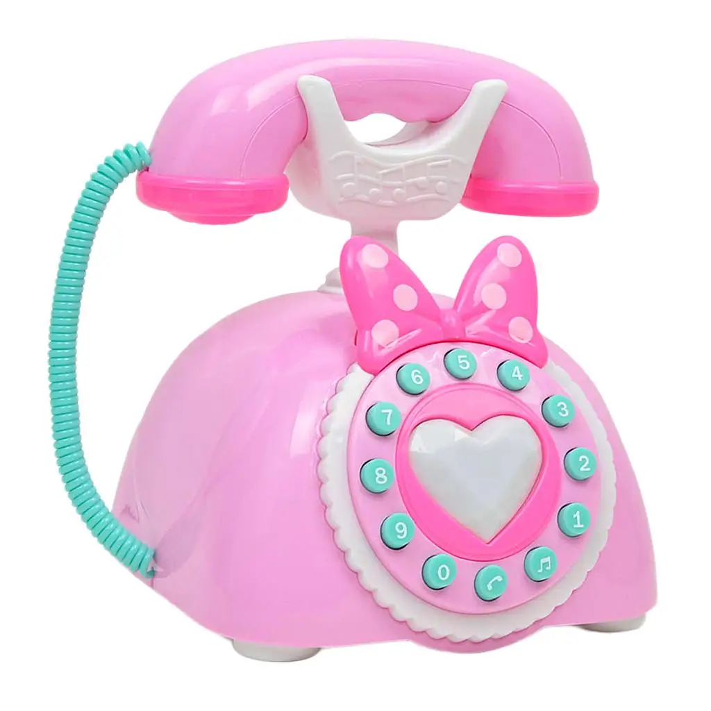 Plastic Electronic Vintage Telephone Landline Kids Pretend Play Early Educational Toy Birthday Gift