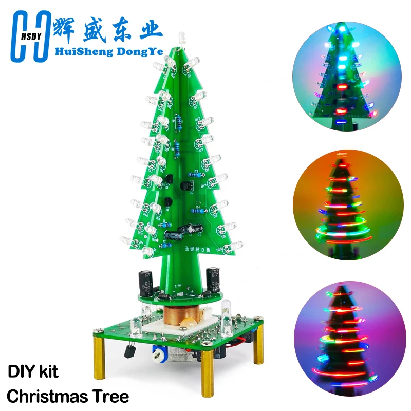 Rotating Colorful Music Christmas Tree LED Water Lamp Light Electronic DIY Kit Decor Christmas Gift+Breathing Light Parts