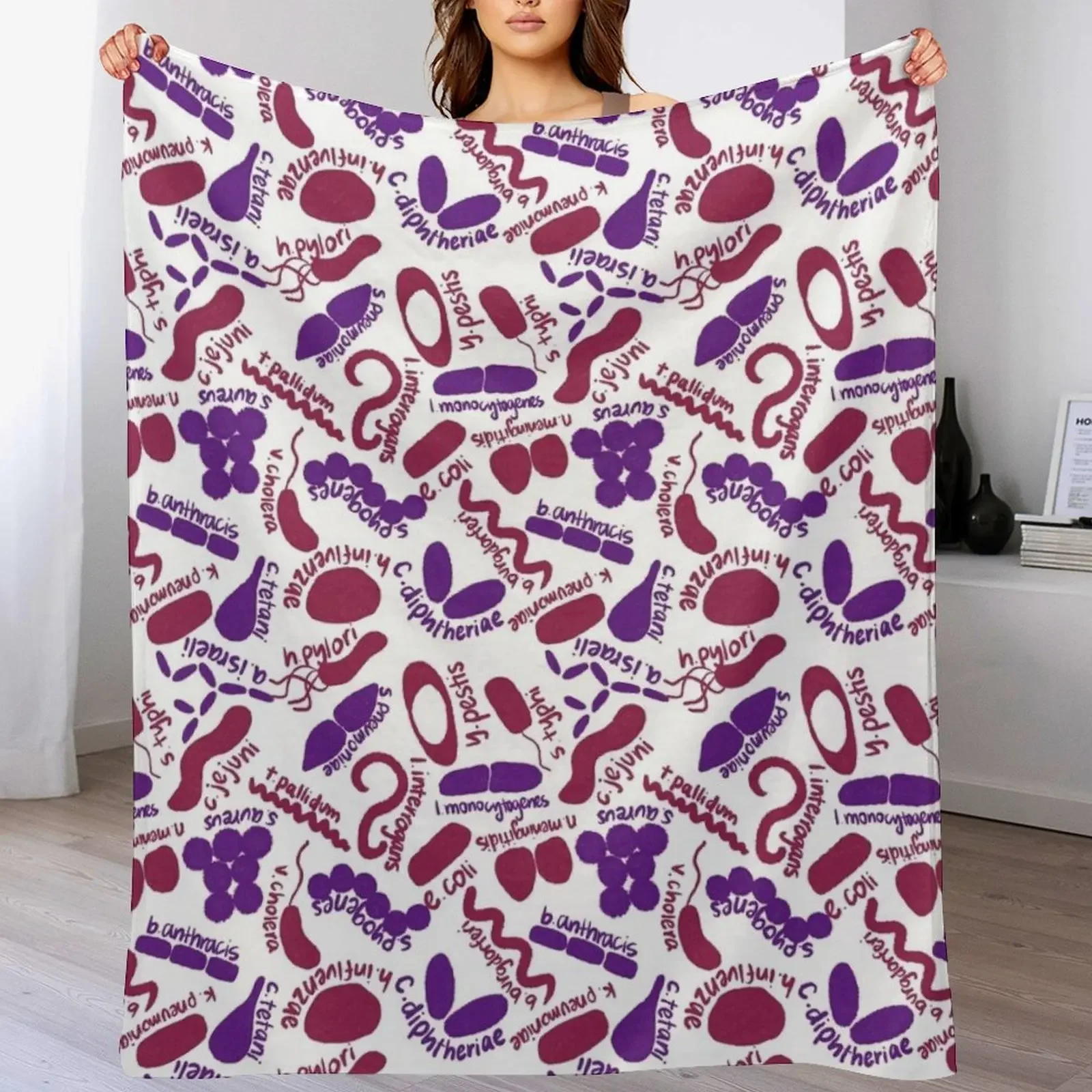 

Gram Stain - Labeled Throw Blanket Cozy Sofa Blanket for TV Watching Napping