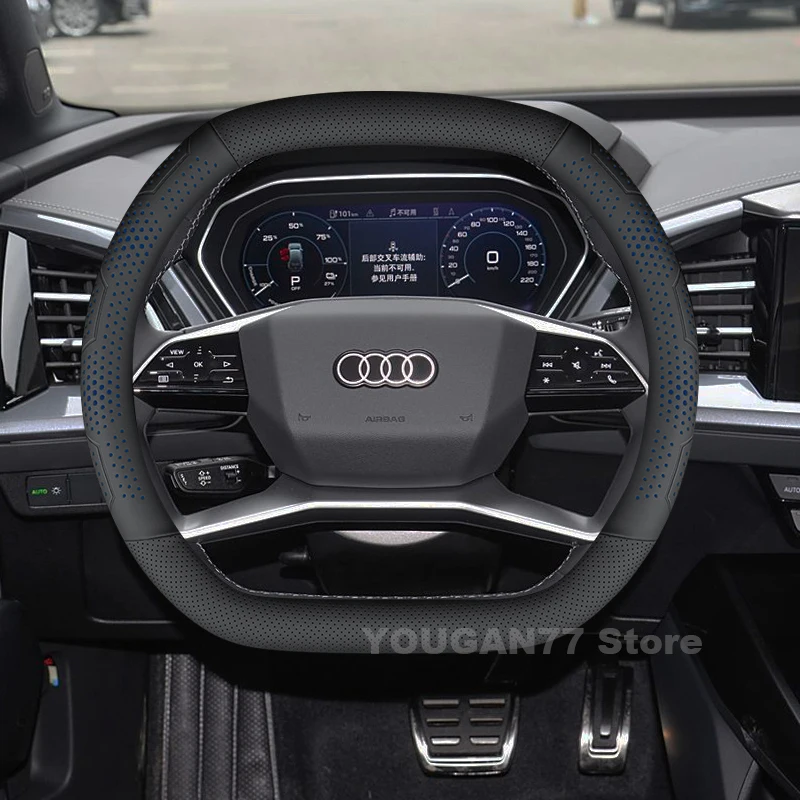Leather Car Steering Wheel Cover For Audi Q4 E-Tron Q6 E-Tron S E-tron GT Q6L E-Tron SQ5 Sportback 2024 2025 2026 Accessories