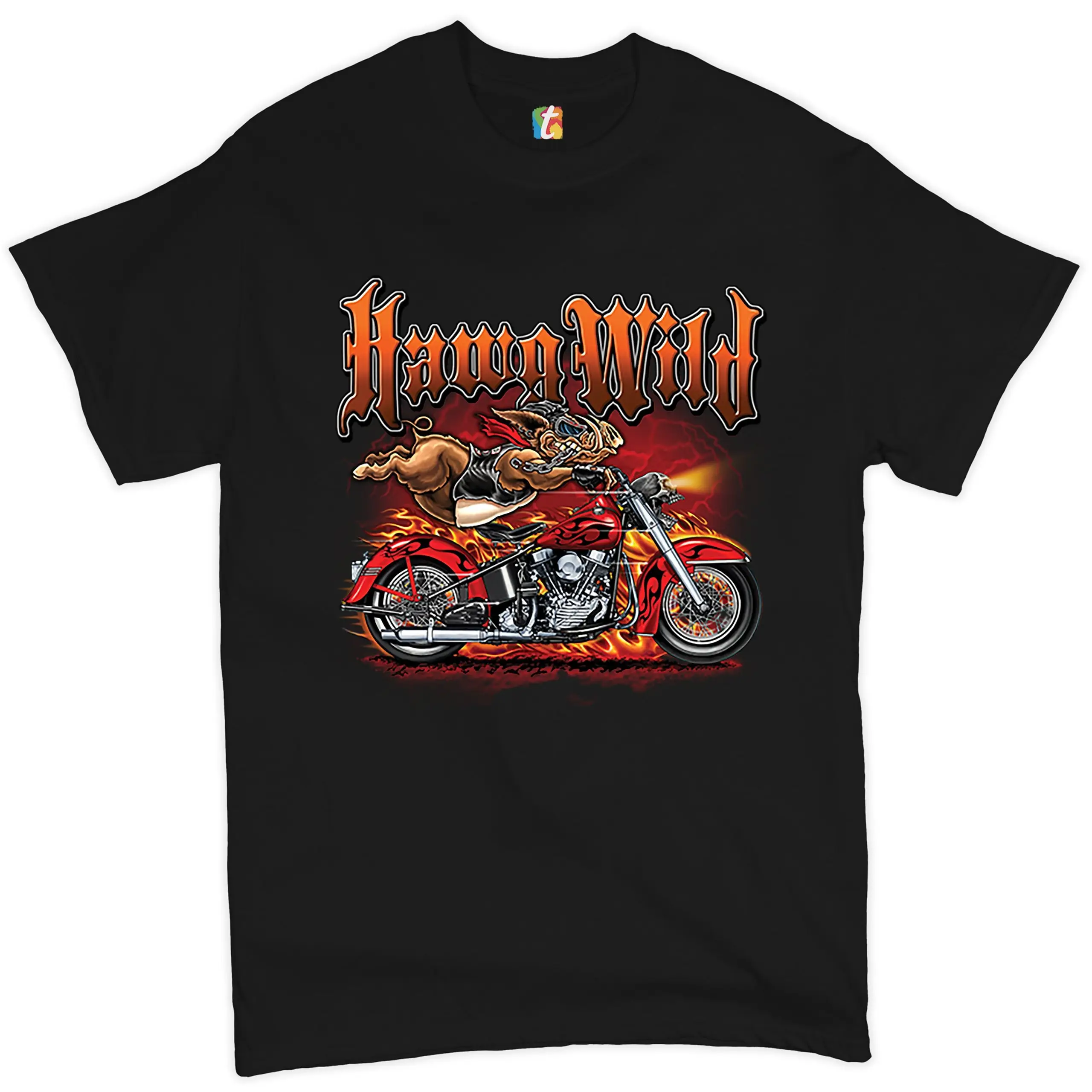 Hawg Wild T shirt Born to Be Biker Rider Motorcycle Enthusiast Live Ride Gang for Chopper Men's