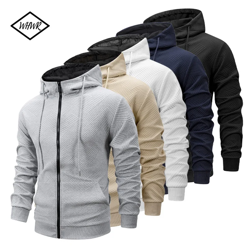 

2025 New Autumn Men Sweatshirts Knitted Long Sleeve Jacket Hoodie Zipper Closure Jacket Male Hoodies Sweatshirt Male Clothing