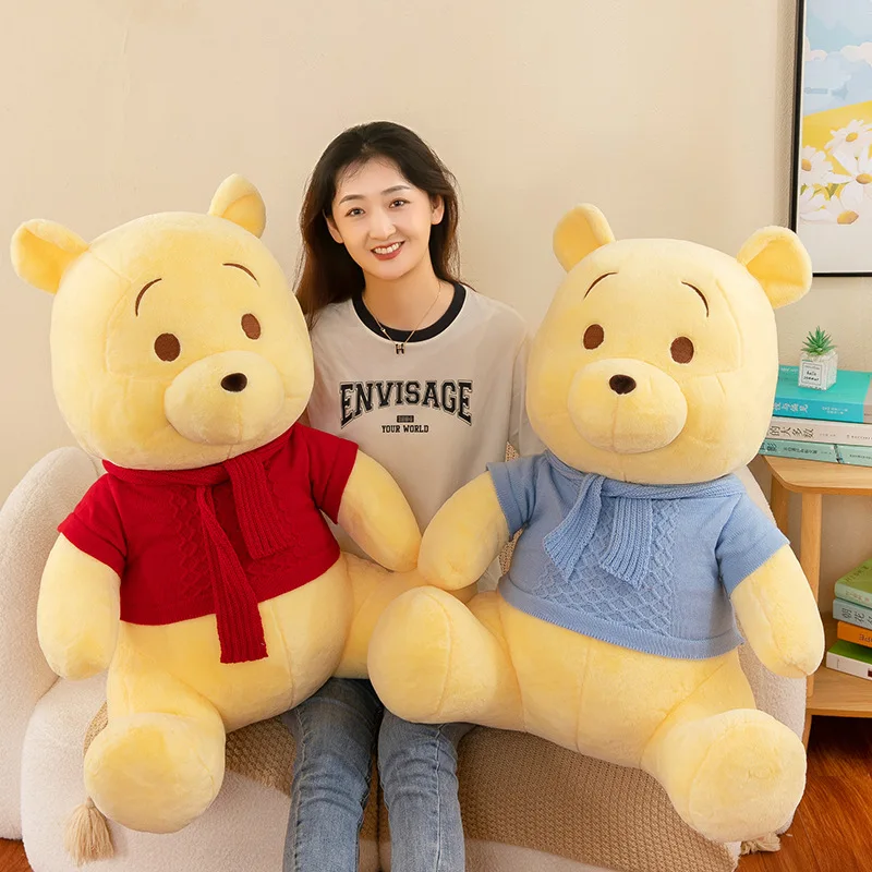 35/50/85cm Disney Plushie Toys Scarf Winnie Pooh Flower Kawaii Anime Plush Dolls Pooh Bear Stuffed Christmas Gift for Children