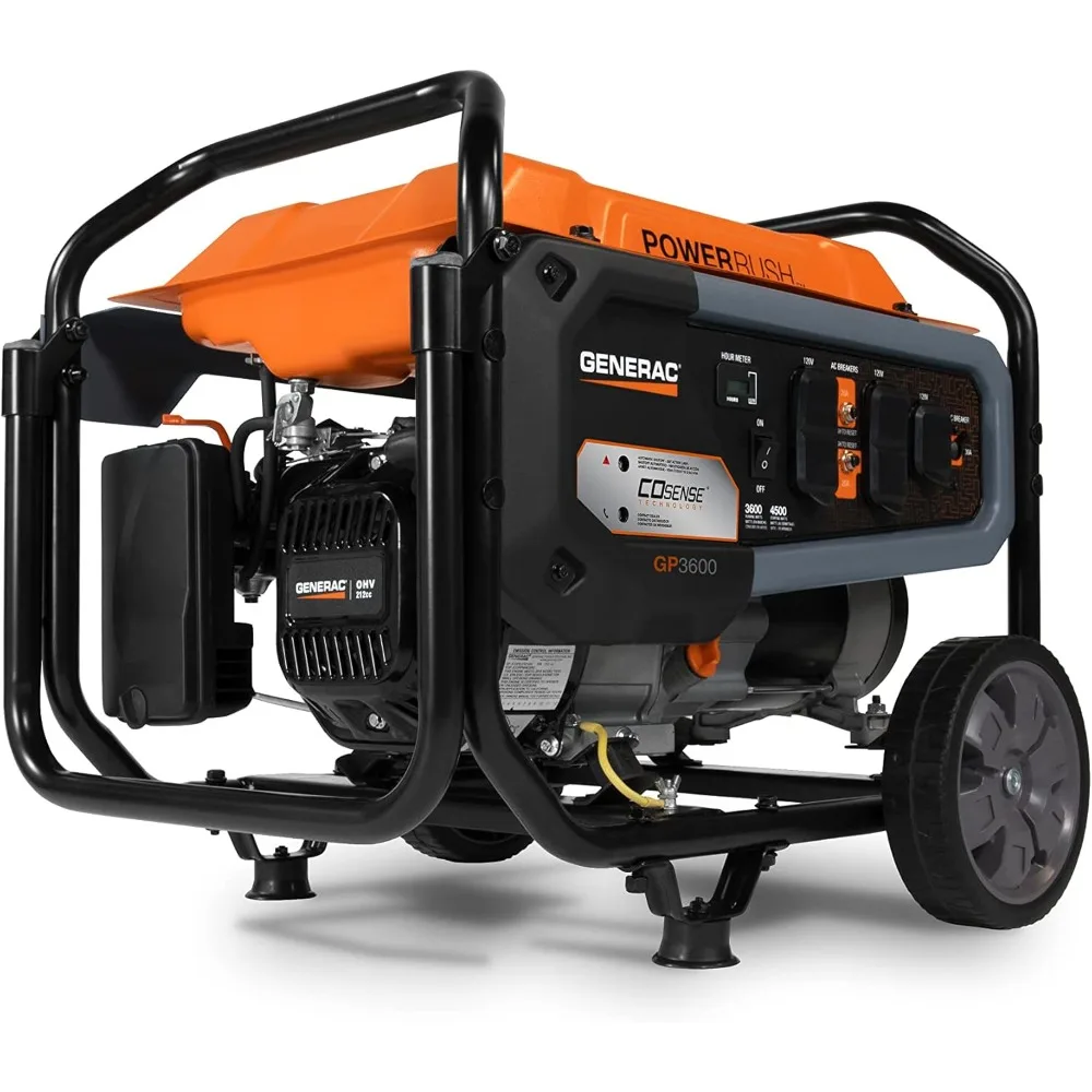 7722 GP3600 3,600-Watt Gas-Powered Portable Generator - COsense Technology - Powerrush Advanced Technology