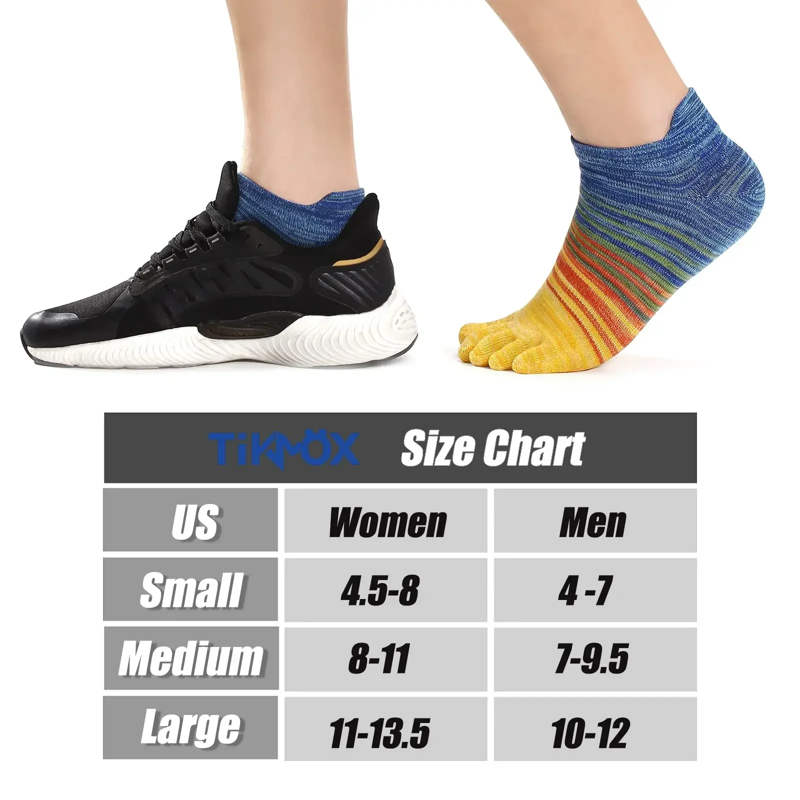 Toe Socks for Women Men Colorful Ankle/Crew Running Socks Cotton Five Finger Socks (3-6 Pairs)