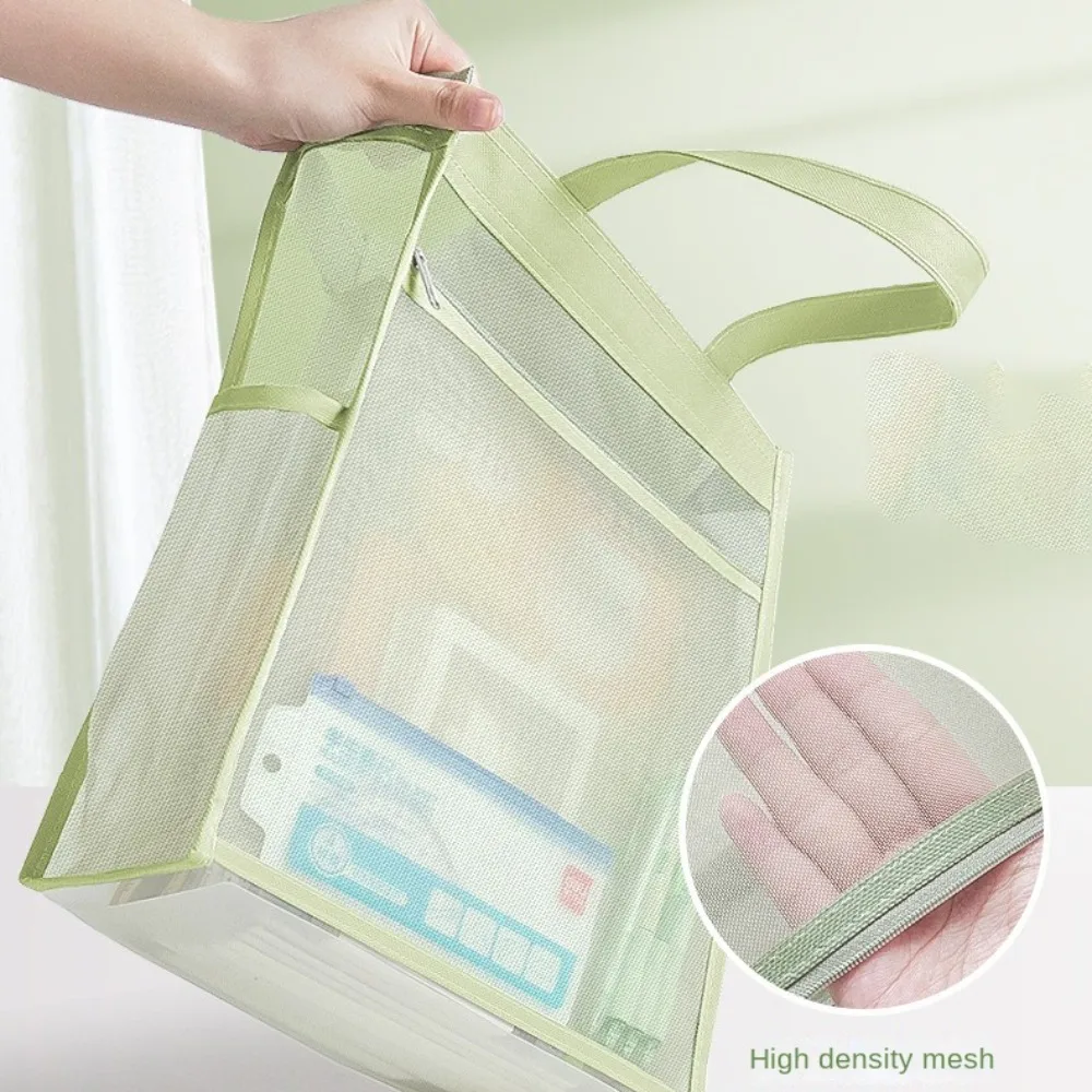 Mesh Stationery Storage Bag Transparent Large Capacity Document Bag Thickened Multifunctional Data Storage Bag