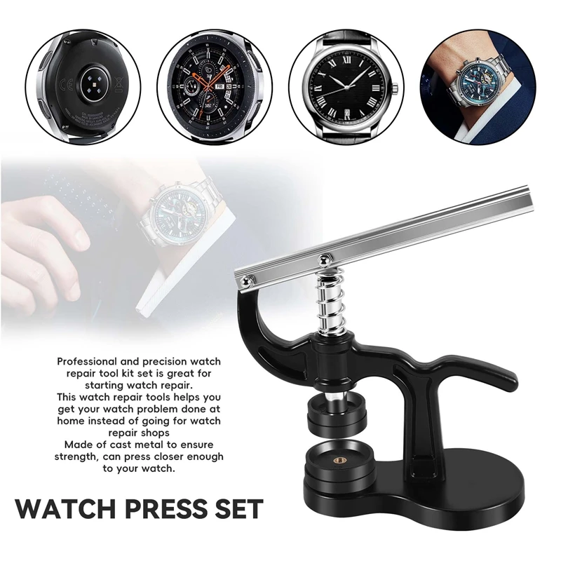 14Pcs Watch Press Set,18Mm To 50Mm Watch Case Closer,Watch Repair Kit (Black)