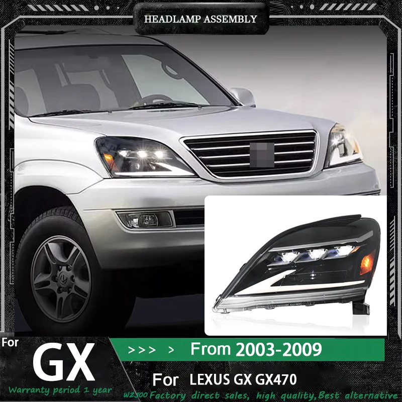 Car Lights For Lexus GX GX470 Headlights 2003 2004 2005-2009 LED Projetor Headlamp Daytime Running Light Automotive Accessories