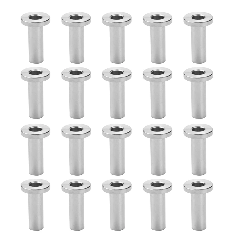 20 Pcs T316 Stainless Steel Protector Sleeves For 1/8Inch 5/32Inch 3/16Inch Cable Railing Kit,Wood Posts,DIY Balustrade