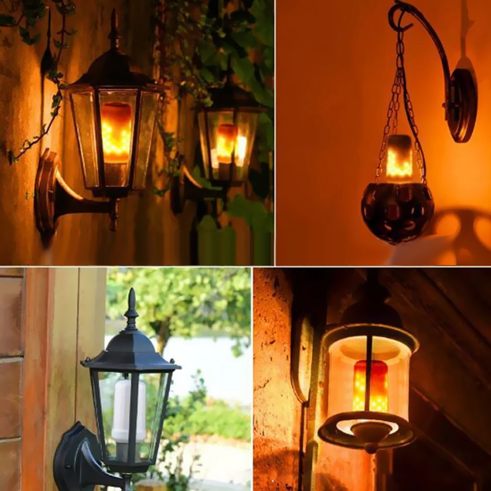 LED Effect Fire Light Bulb 3 Lighting Modes E27 Base SMD2835 Flickering Flame Party Holiday Decorative Atmosphere Lamp