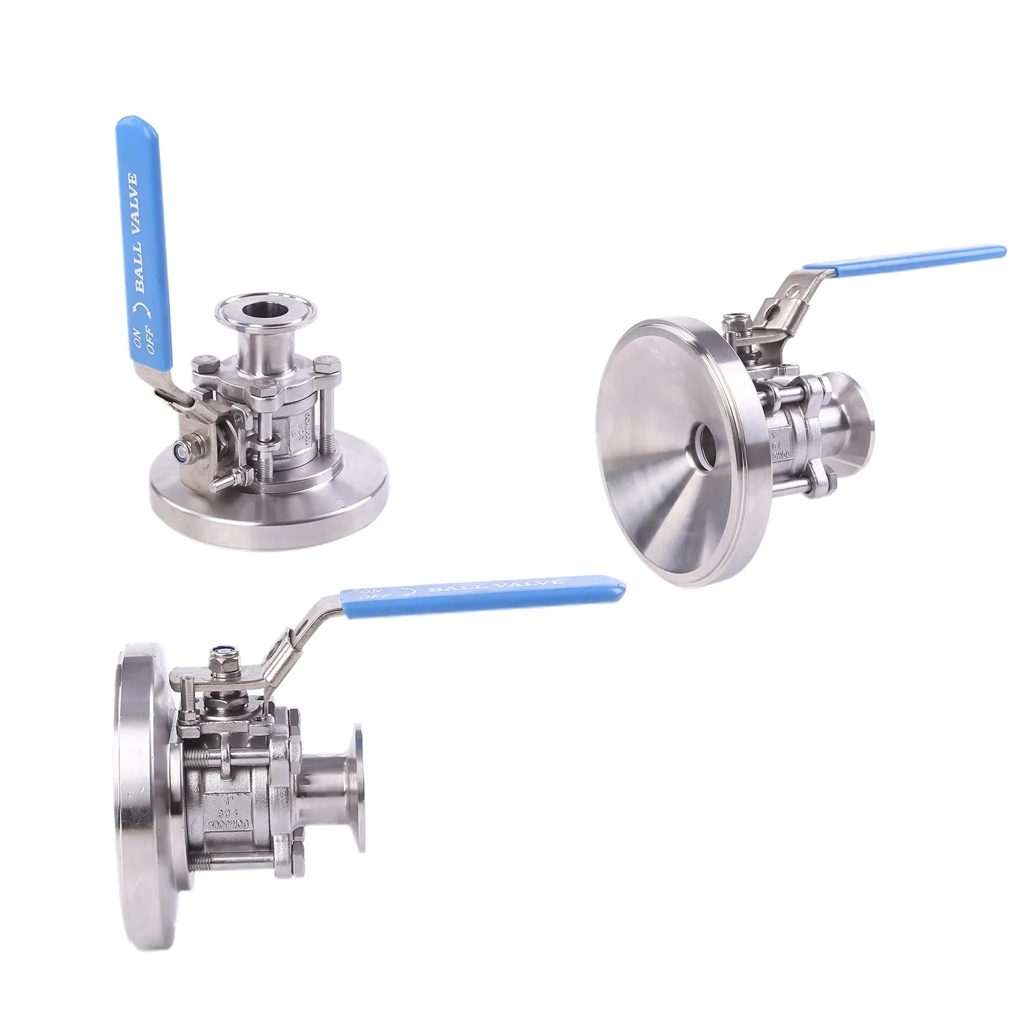 1Inch 25.4MM Sanitary Stainless Steel SMS Manual Half-Port Three-Piece Bottom Ball Valve for Food, Beer,Biological Industrial
