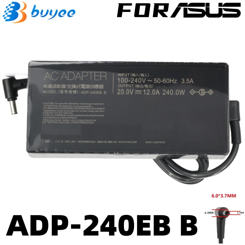 

240W ADP-240EB B 20V 12A AC Adapter Power Supply For ASUS ROG 15 GX550LXS RTX2080 S15 S17 G15 G513 G733QM G733QSA Laptop Charger