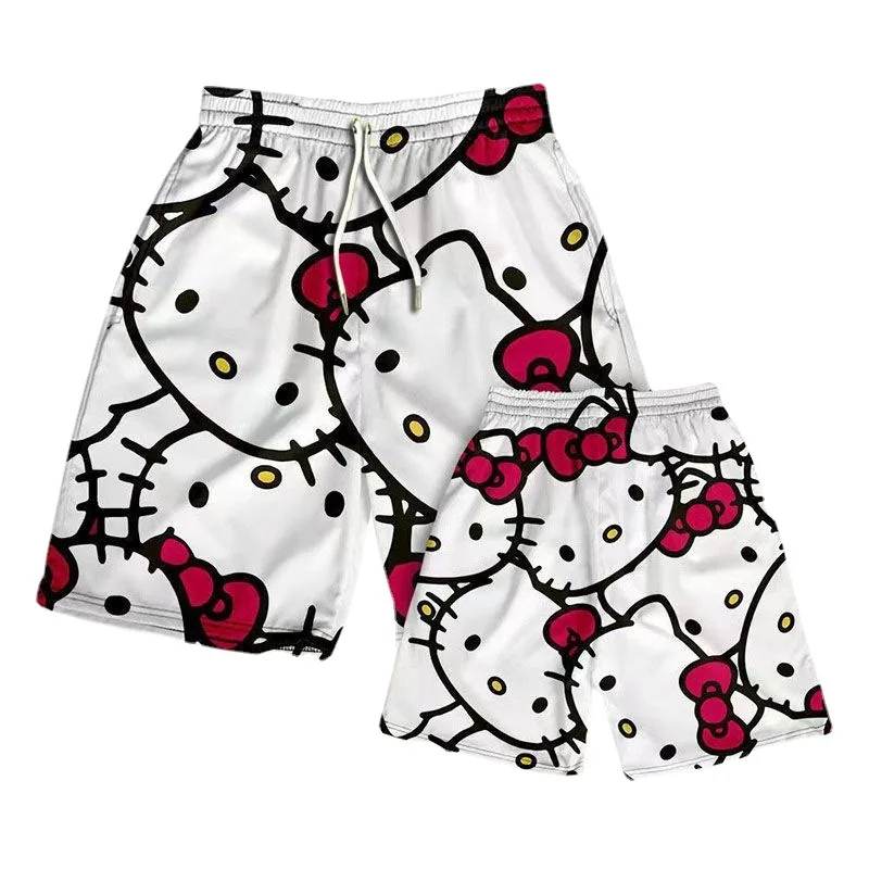 Hello Kitty Shorts Boys Sanrio Beach Shorts Girl Anime Kit Summer Loose Beach Shorts Basketball Shorts Leisure Wholesale Shorts