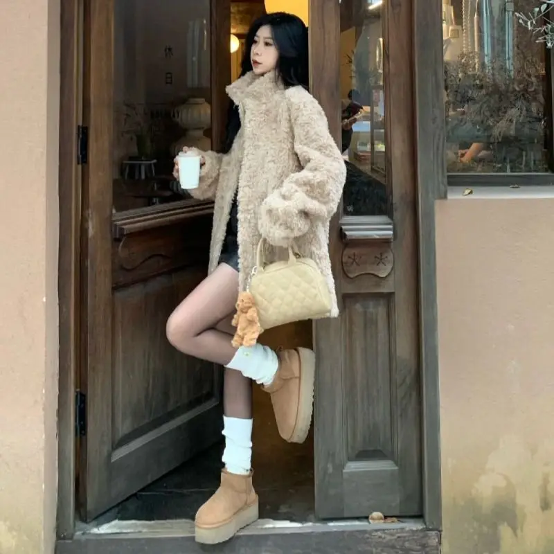 Beautiful Coat Environmentally Friendly Fur Sweater Coat Korean High-end Feeling Super Good-looking Thick Coat