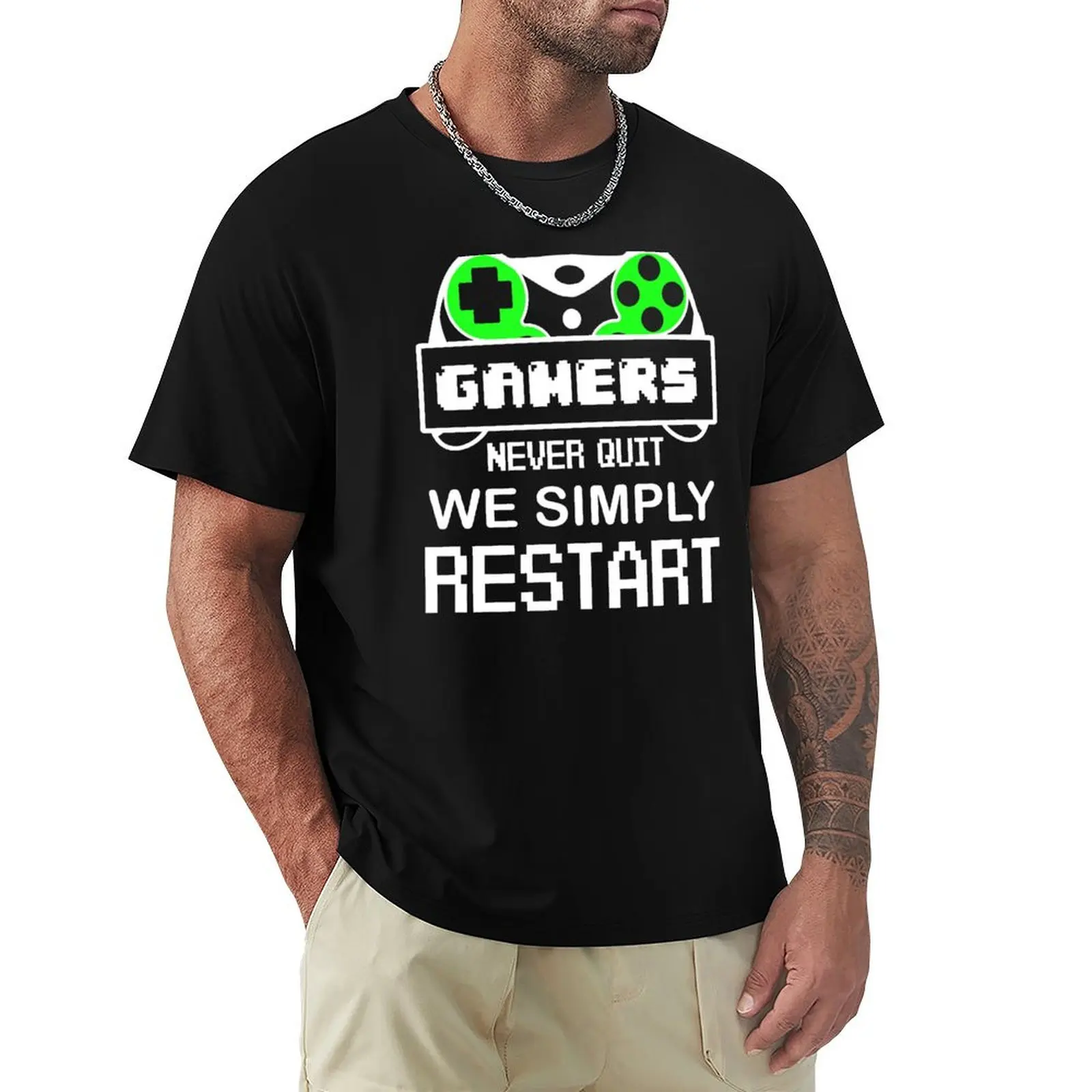 

Gamers Never Die We Simply Restart T-shirt funnys customs design your own sublime animal prinfor boys sweat shirts, men