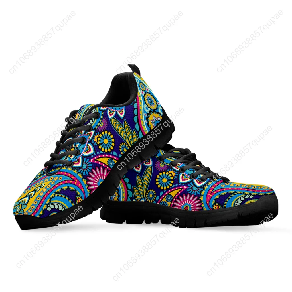 Chaussures de sport imprimées de fleurs de mandala pour hommes et femmes, baskets décontractées pour enfants, chaussures de couple personnalisées, marque de luxe, bohème, haute qualité