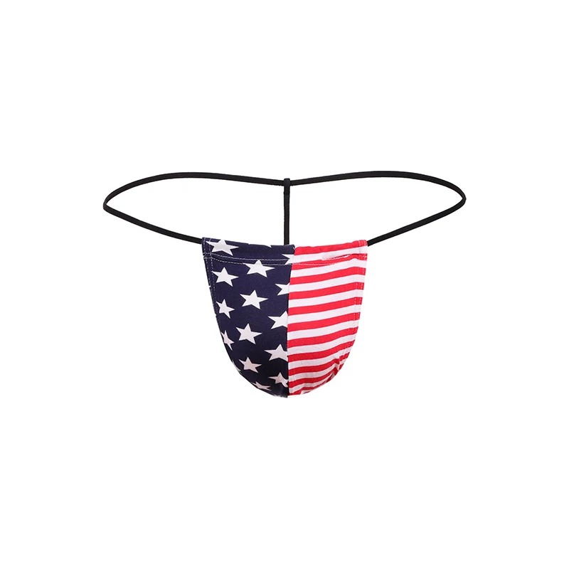 Personality Mens Sexy U Pouch Thongs USA Flag Printed Underwear Male Penis Convex Low Rise G-String Thongs