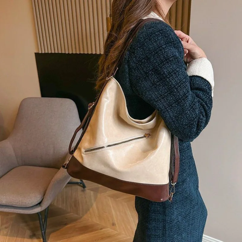 

Large Capacity PU Tote bag Original Designer Single Shoulder Female Retro Handbag Autumn Hobo Purse Reusable Shopping bag