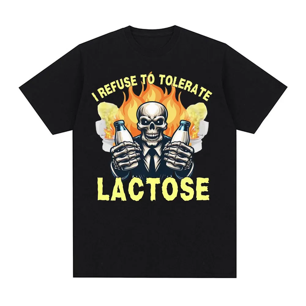 

Lactose Intolerant Funny Meme Tee Shirt Men Women's Vintage Casual Short Sleeve T-shirt Humor T Shirt Tops