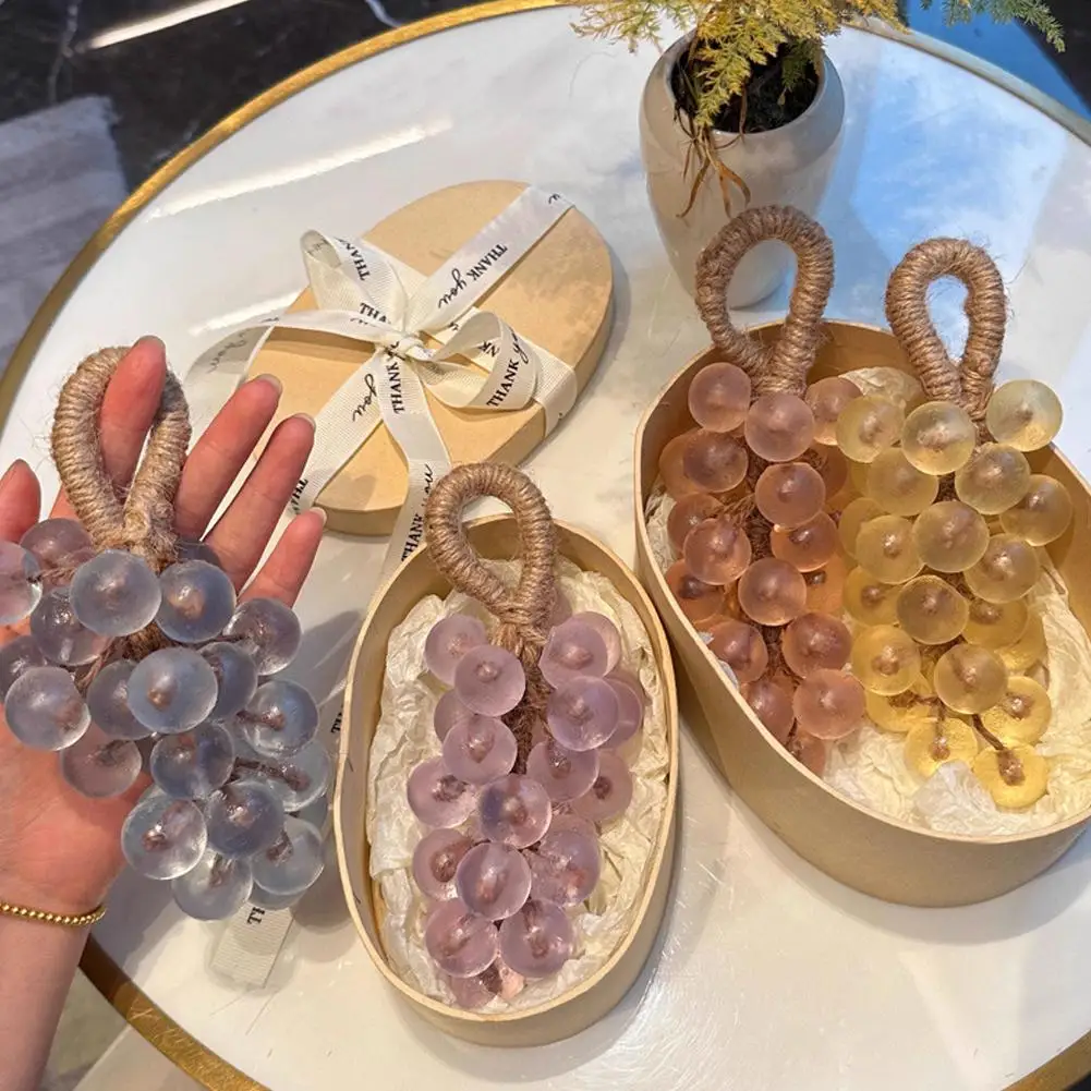 Grape Scented Soap Bar Shaped Like Bunch of Grapes On a Rope for Easy Storage Fun Handmade Look for Everyday Cleansing