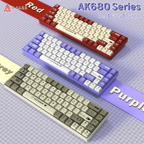 AJAZZ AK680 65% Teclado mecánico para juegos por cable Mini teclado de intercambio en caliente Junta de teclas personalizada para Pc portátil