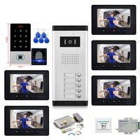 Video Intercom System for 2,3,4.5 Family Apartments Fingerprint password RIFD Unlock Villa Doorbell Video Door Phone Kits ﻿