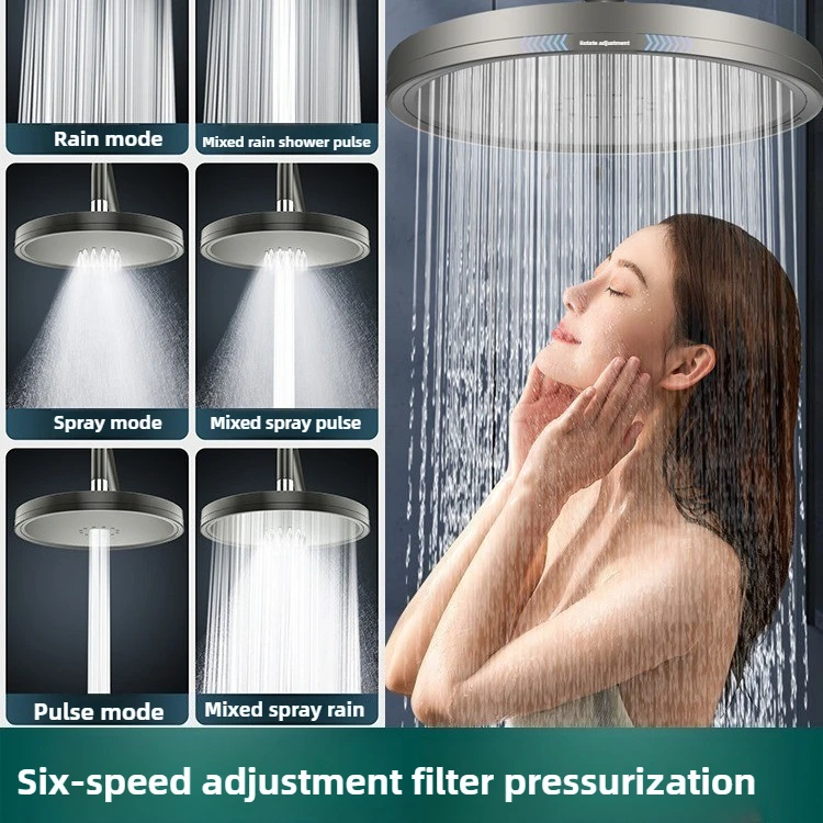 

Роскошная душевая система с дождевой системой на 6 настроек — очень большая 12-дюймовая панель высокого давления с ручным комбинированным соплом (матовый никель)