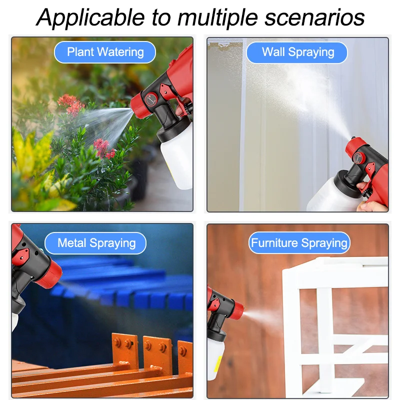 Cordless Electric Spray Gun Portable Paint Sprayer Coating Airbrush For DeWalt/Bosch/Makita/Milwaukee/Ryobi 18V Li-ion Battery